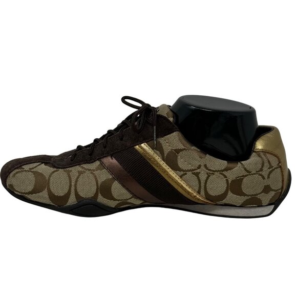 Coach Jayme Womens Monogram Sneakers Size 9M Brown Signature Canvas Suede - READ - Picture 5 of 12